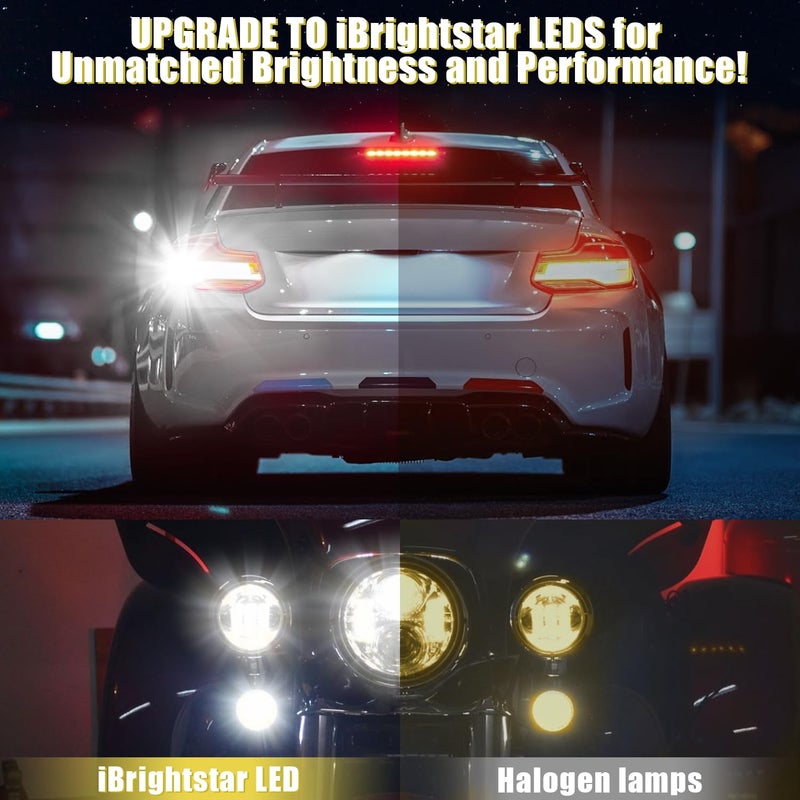 iBrightstar مصباح LED أبيض iBrightstar 3157، مصابيح إضاءة عكسية 4157 3156 LED فائقة السطوع لمصابيح الفرامل الخلفية ومصابيح الإضاءة الاحتياطية ومصابيح إشارة الانعطاف، عبوة 2 - Image 3